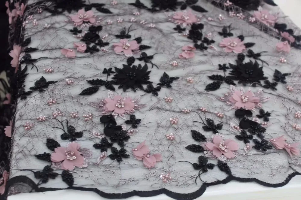 High Quality handmade Nigerian Lace Fabrics With Beaded African French Fabric Embroidered Tulle Mesh | Дом и сад