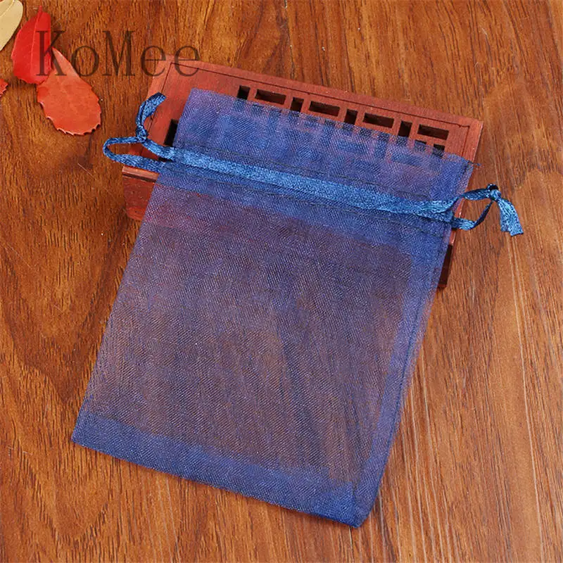 50 шт./лот 7x9 9x12 11x16 13x18 см органза небольшая сумка для конфет и ювелирных изделий мешки для упаковки сувенир для свадебной вечеринки Подарочный мешок на шнурке чехлы - Цвет: Navy