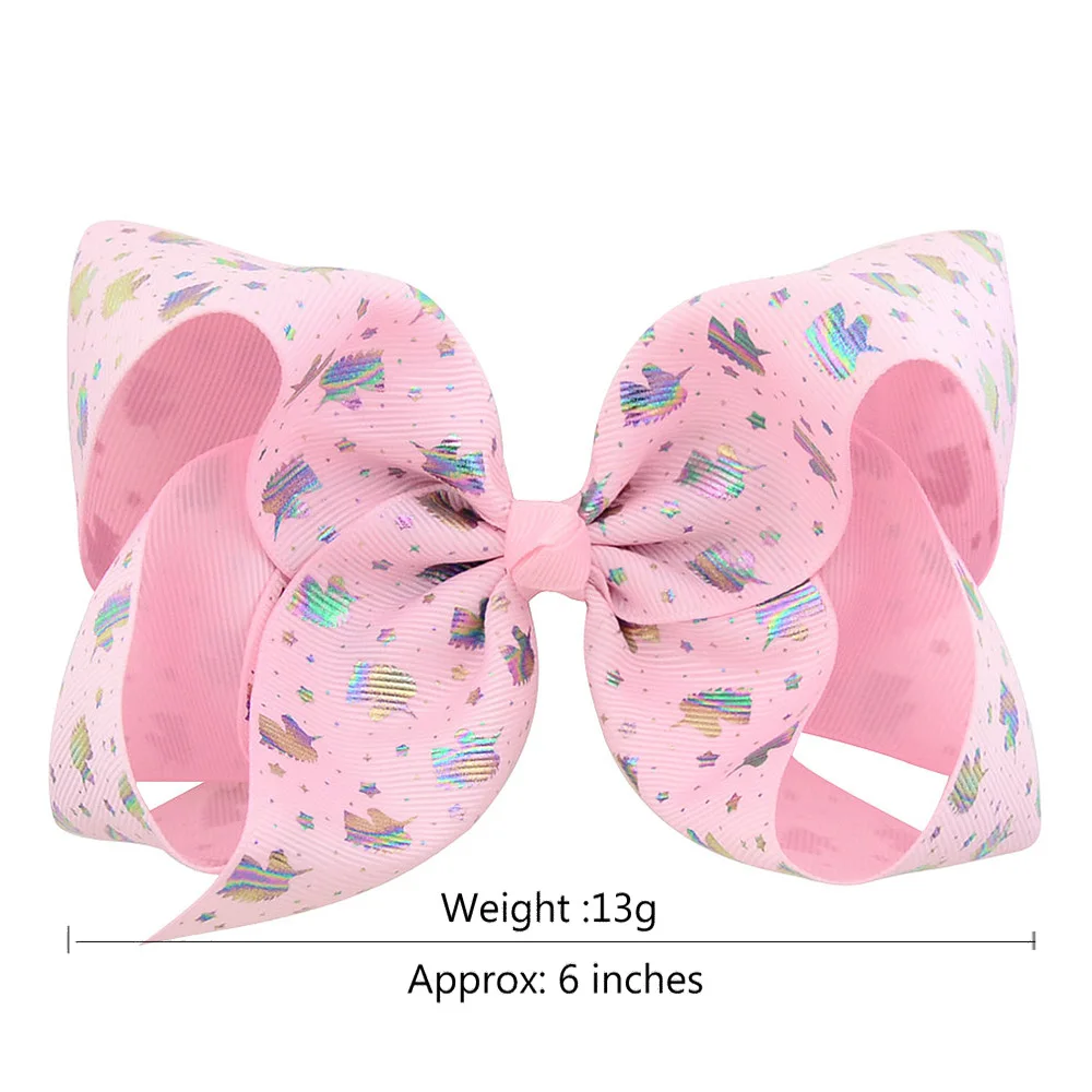 6&quot Large Hair Bows For Teens Girl Women 12 Bulk Handmade Unicorn Print Grosgrain Ribbon Jojo Bowknot Accessories Barrettes | Детская