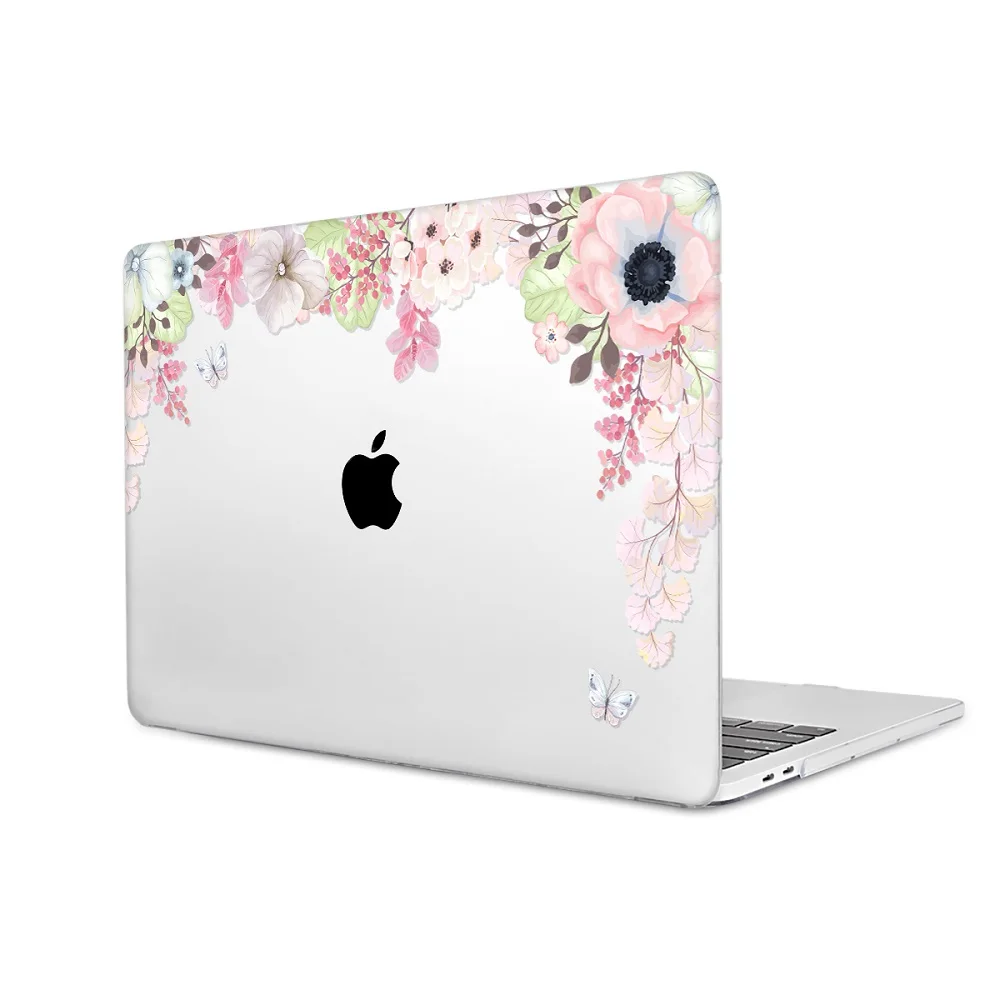 J046 Жесткий Чехол для ноутбука с цветочным принтом для Macbook Pro retina 11 12 13 15 Air Pro 15 16 A2141 A1932 A1989 чехол с кристаллами - Цвет: J046