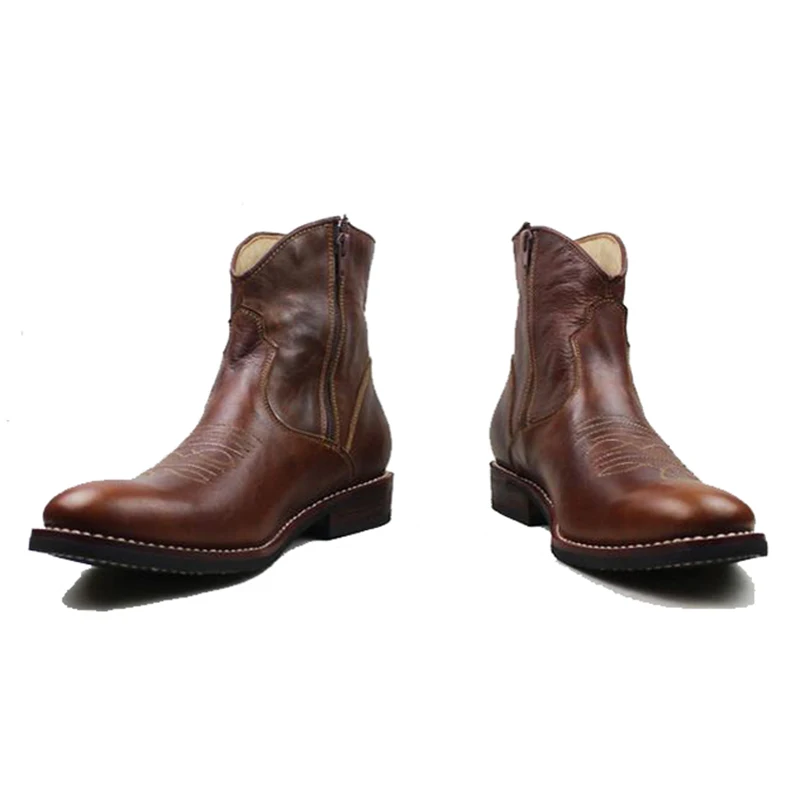 Мужские зимние ботинки ручной работы из 100% натуральной кожи мужские ковбойские