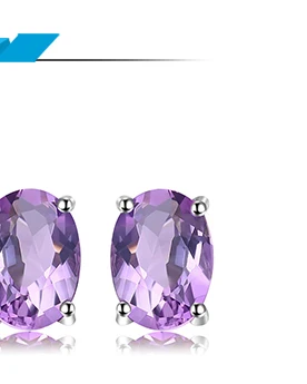 Jewelrypalace Овальный 1.1ct Природные Фиолетовый аметист камень пасьянс кольцо твердых стерлингового серебра 925 Красивые ювелирные изделия для Для женщин
