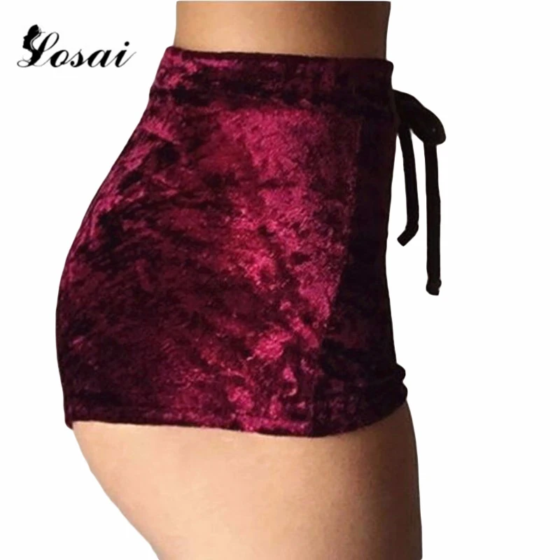 10 Цвета 2019 Для женщин бархатный шнурок шорты леди Повседневное середины талии