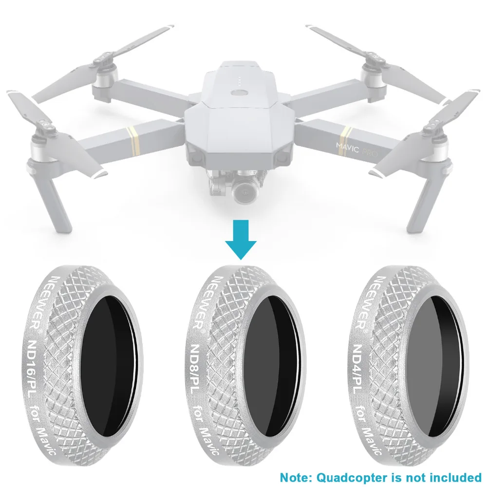 Neewer Комплект фильтров из 3 предметов для DJI Mavic Pro Drone Quadcopter ND4/PL ND8/PL ND16/PL фильтры