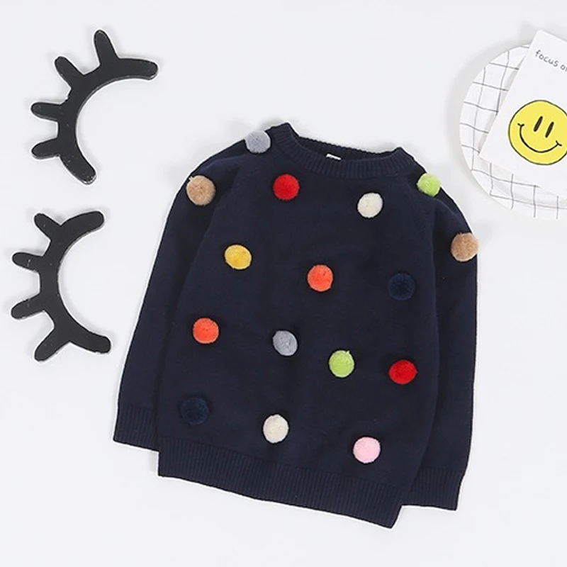 2020 Autumn Knitting Sweater Baby Toddler Girls Boys Fashion Winter Kids Pompom Soft Cashmere Sweaters Girl Clothes | Детская одежда и