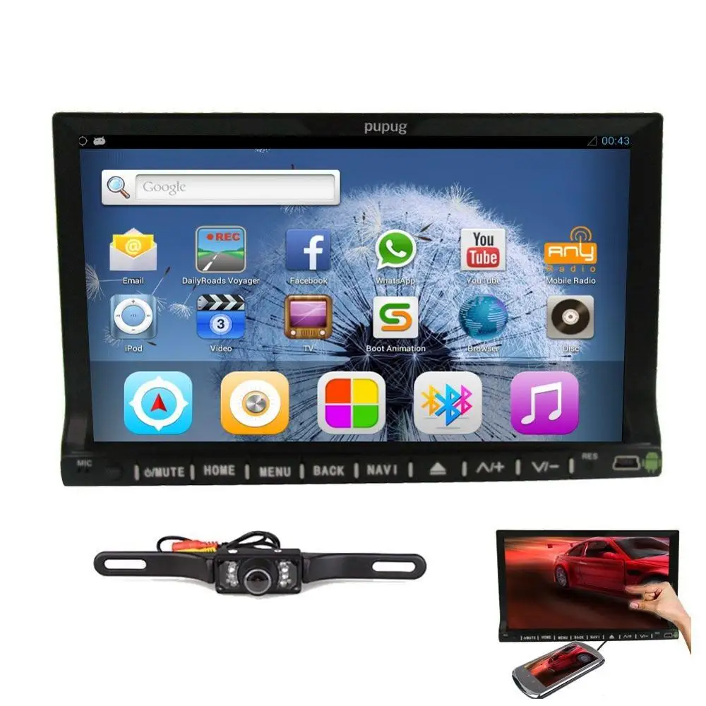 Pupug 7 дюймов Экран зеркалирование Android 4.2 в тире Double DIN HD емкостный сенсорный dvd