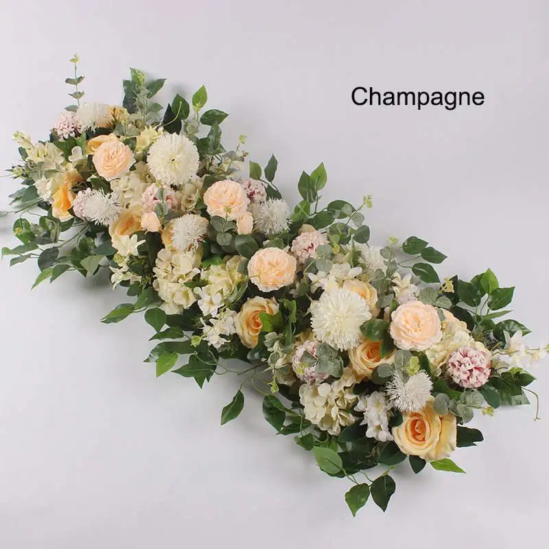 Champagne 50 см Длина Шелковый цветок с пеной DIY Арка ряд цветов акантосфера Роза Пион смесь Цветок Для свадебное оформление украшение - Цвет: Champagne