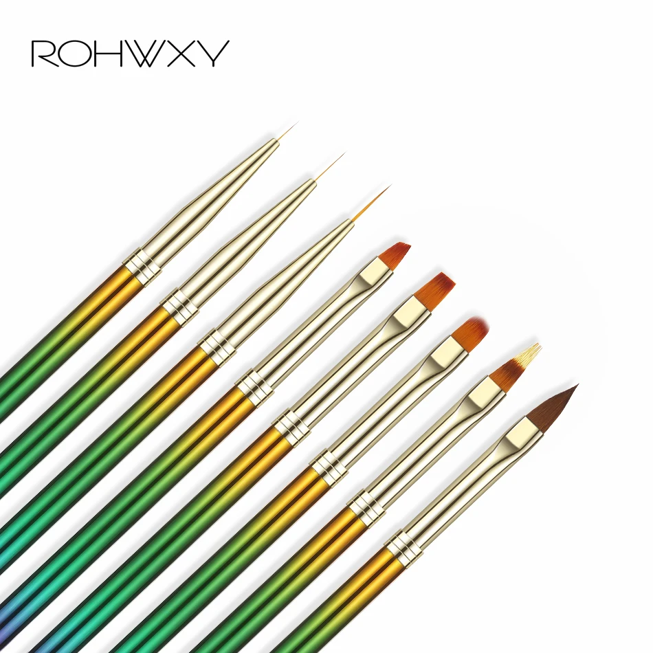 ROHWXY ногтей кисти для маникюра акриловых ногтей кисти для дизайна ногтей Тонкий Лайнер расставить ручка для рисования УФ гель Лаки на ногтях