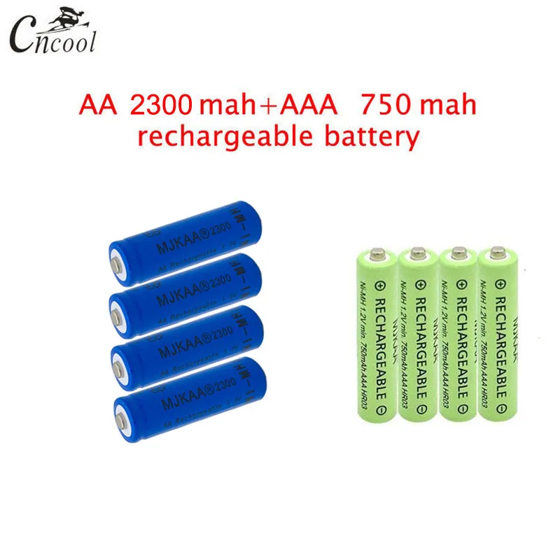 20 шт. синие AA 2300 мАч Ni MH аккумуляторы + AAA 750 аккумуляторы|Перезаряжаемые батареи| |