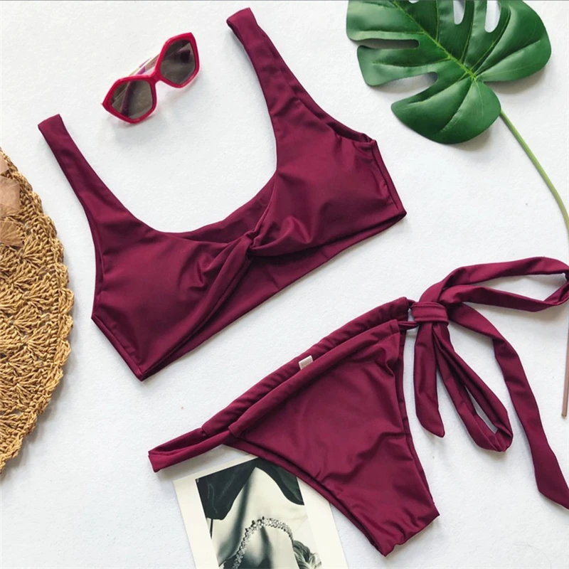 Hot Sexy Solid Color Bikini 2018 Swimwear Women Swimsuit Biquini Strappy Push Up Bikinis Set Bathing Suit Maillot De Bain |