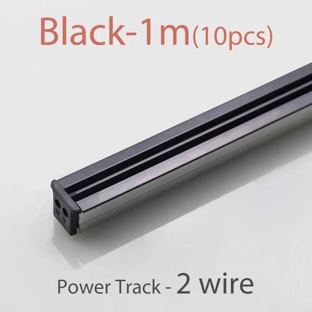 2 wire Black-1m-10PC 110 В 220 в 230 в 240 в разъем питания переменного тока дорожка для высококлассного дисплея освещение шкафа рельсовая дорожка marke полка система освещения фитинг - Цвет: 2 wire Black-1m-10PC