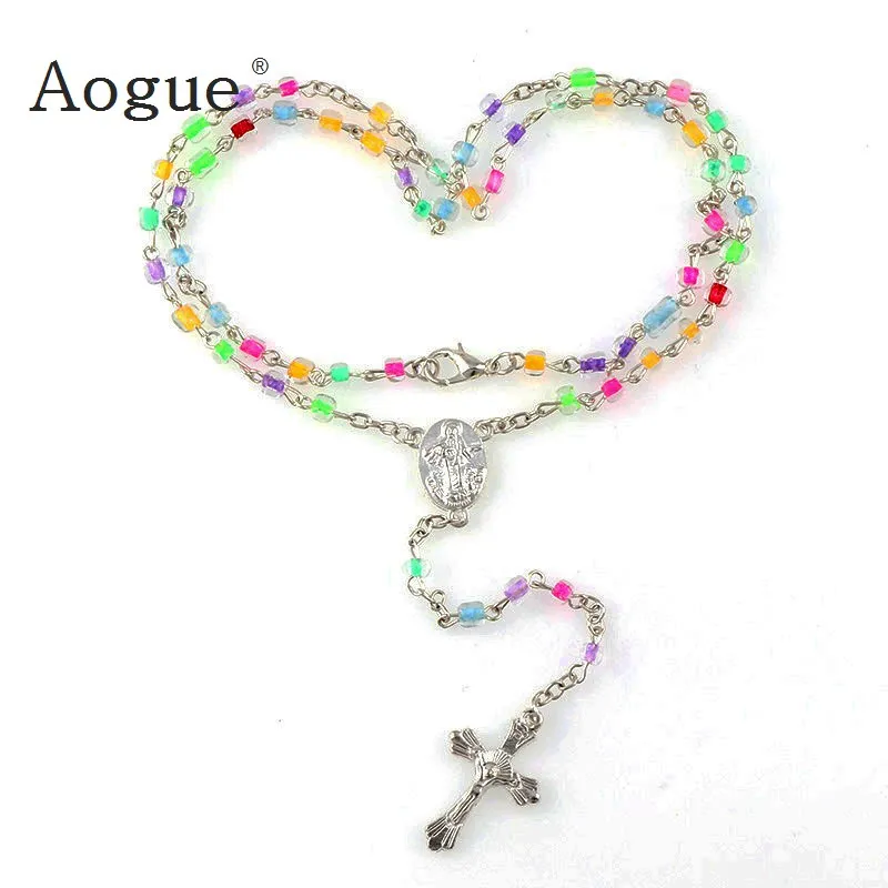 5 мм цветные детские четки бусы с Иисусом кросс-подвесные прелести для конфессии