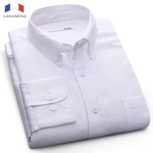 LANG men G 2017 Мужская рубашка с длинным рукавом новая мода высокое качество однотонные повседневные рубашки деловые рубашки для мужчин брендовая одежда