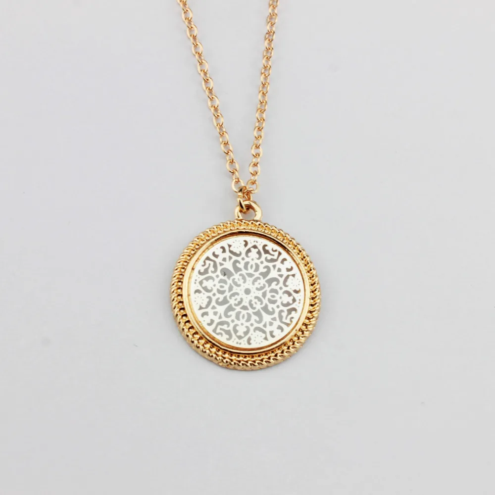 Cut Out Filigree Mini Round Pendant Collar Necklace for Women Choker Necklaces