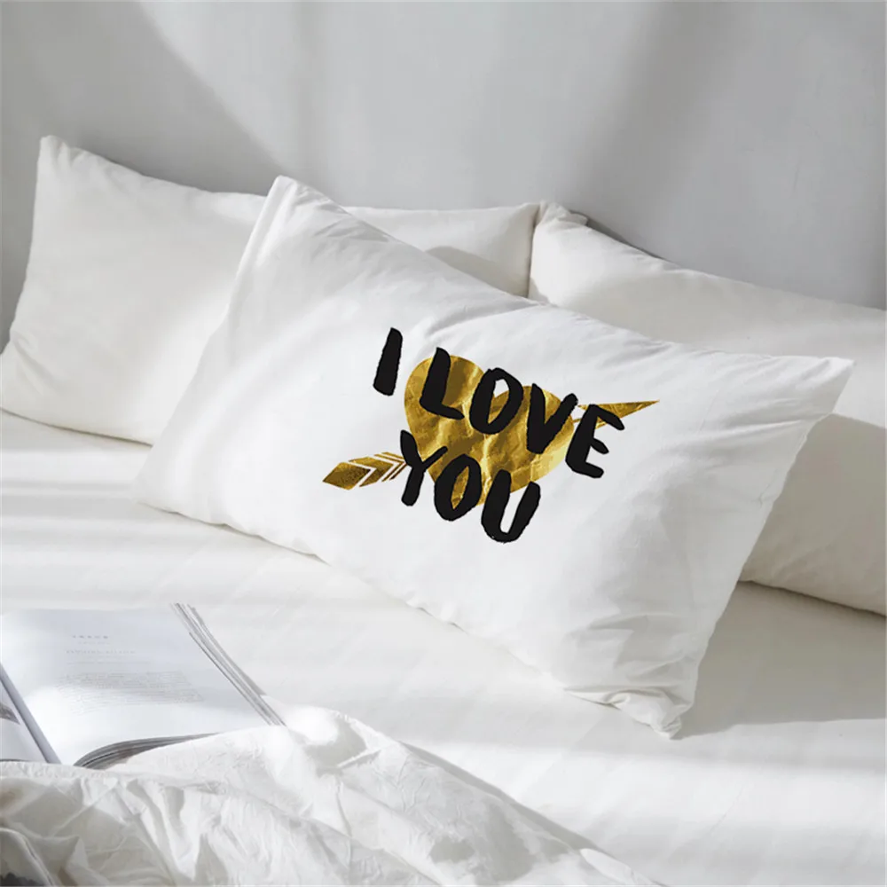 Парные наволочки с буквенным принтом I LOVE YOU, парные подушки, Наволочки с принтом сердца, наволочки, Подарок на годовщину свадьбы, полиэстер, D20