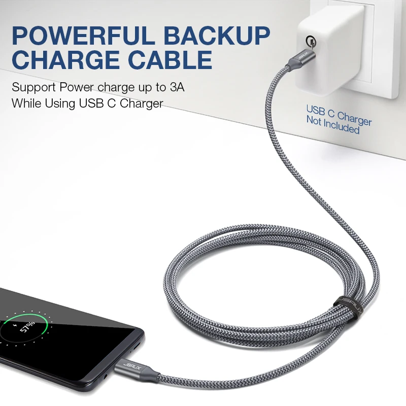 JSAUX 60 Вт USB C к usb type-C кабель PD QC 2,0/3,0 кабель для быстрой зарядки для Macbook samsung Google Pixel