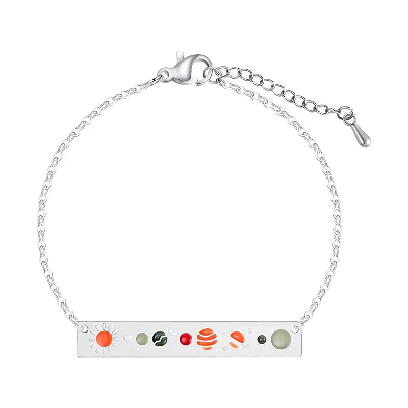 Silver Bracelet Чандлер, нержавеющая сталь, золотой цвет, цепочка, ожерелье, галактика, солнечный баланс, баннер, подвеска, Геометрическая, ручная работа, Homme Bijoux - Окраска металла: Silver Bracelet