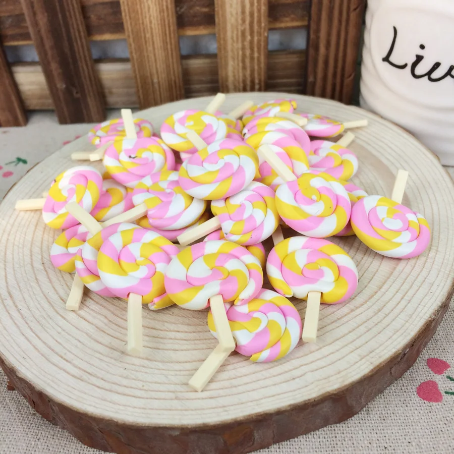 

Kawaii Flatback DIY Clay Pink Lollipop Cabochon Flat Back Scrapbooking Accessories Embellishment Decoration Craft Making:22*30mm
