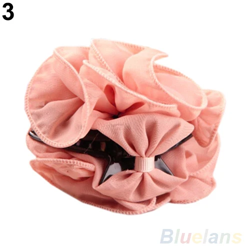 

Korean Beauty Chiffon Rose Flower Bow Jaw Clip Women Barrette Hair Claw Clawshot