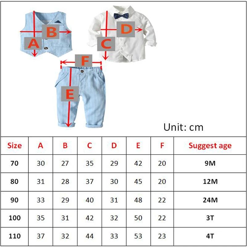 Kid Boy Formal Birthday Outfit Suit Toddler Gentleman Wedding Striped Vest Shirt 1-6 Years Baby Pants Boys Ceremony Outerwear