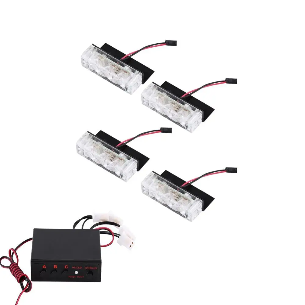 4x3 LED Light 12 В автомобильный светильник со стробоскопической решеткой, светодиодный мини-вспышка, дневной ходовой светильник s, полицейский Предупреждение льный мигающий сигнальный светильник - Цвет: 4x3 LED Light