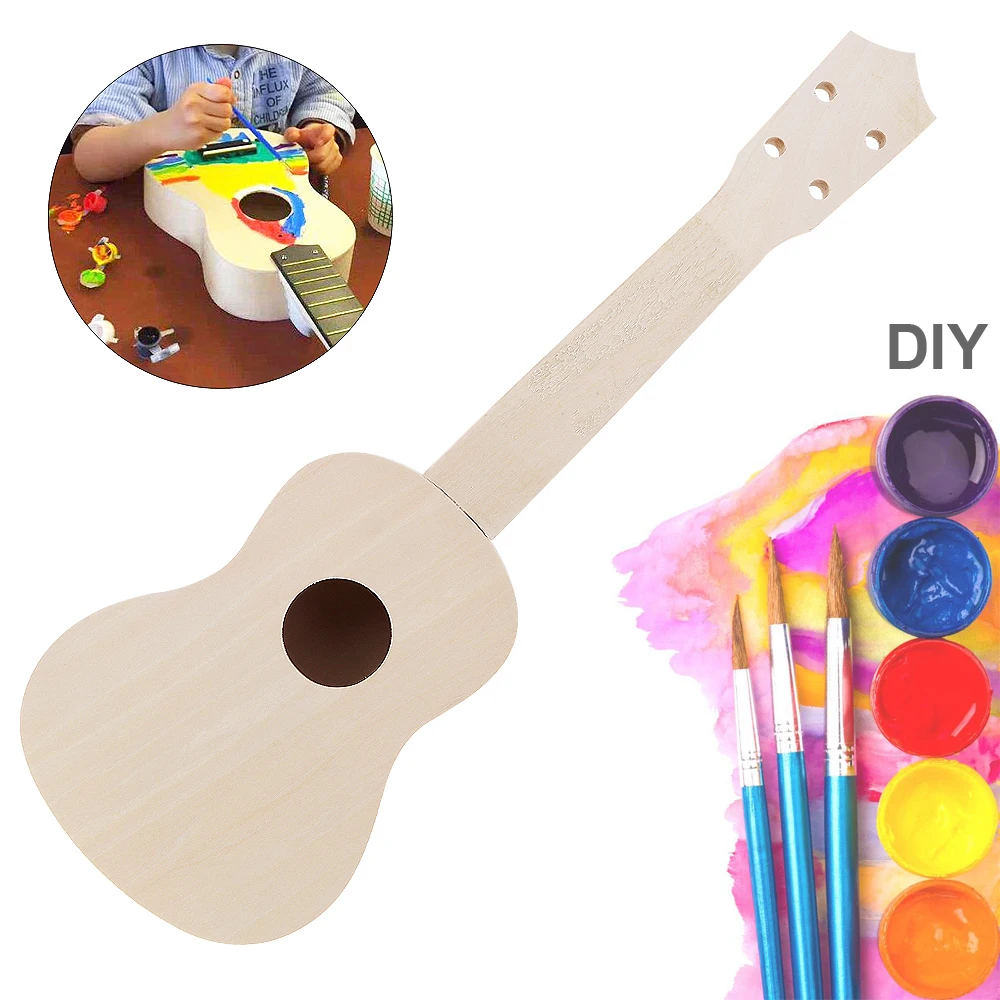 21 дюймов Гавайские гитары укулеле DIY Kit липа сопрано Гавайи Гитара картина ручной работы Ukelele для родителей и детей, детская игрушка