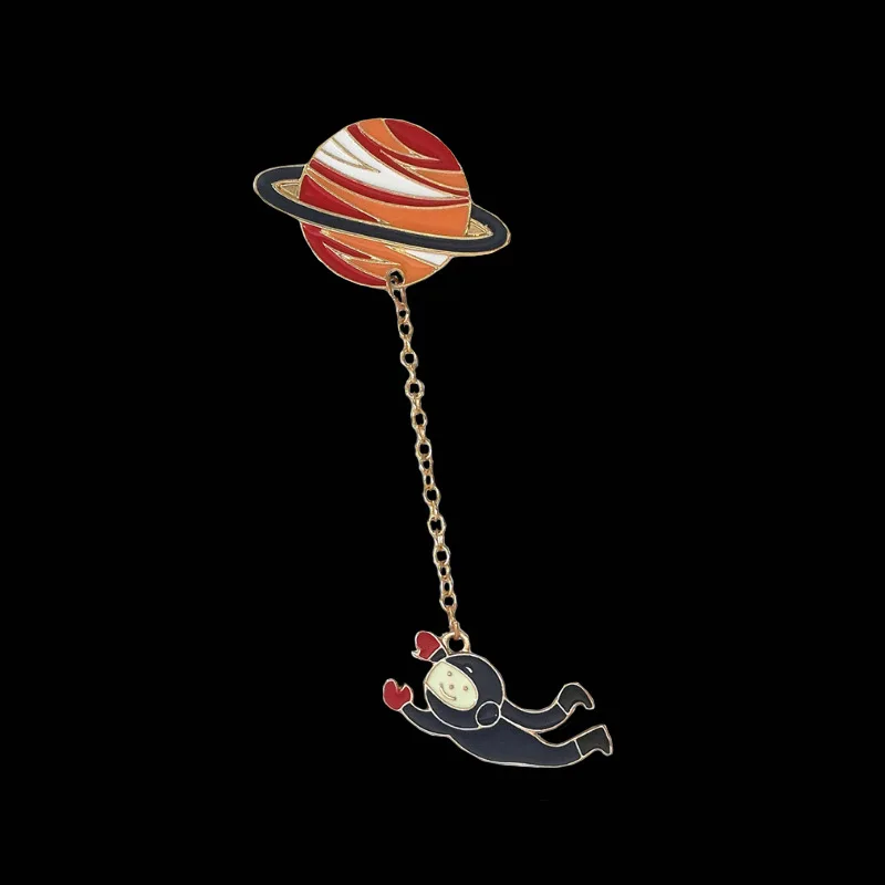 Креативные Броши серии Space эмалированная булавка планеты астронавт цепочка