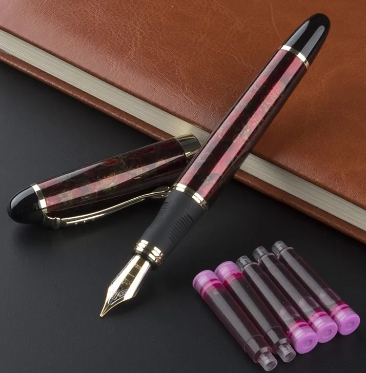 Jinhao 450 перьевая ручка полностью Металлическая Золотая клипса роскошные ручки Jinhao X450 0,5 мм Средний наконечник Бизнес Офис школа+ набор чернил - Цвет: 01