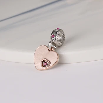 New Original Alloy Bead Family Mother Dad Love Heart Pendant Charm Fit Pandora Bracelet Bangle Necklace DIY Women Jewelry 5