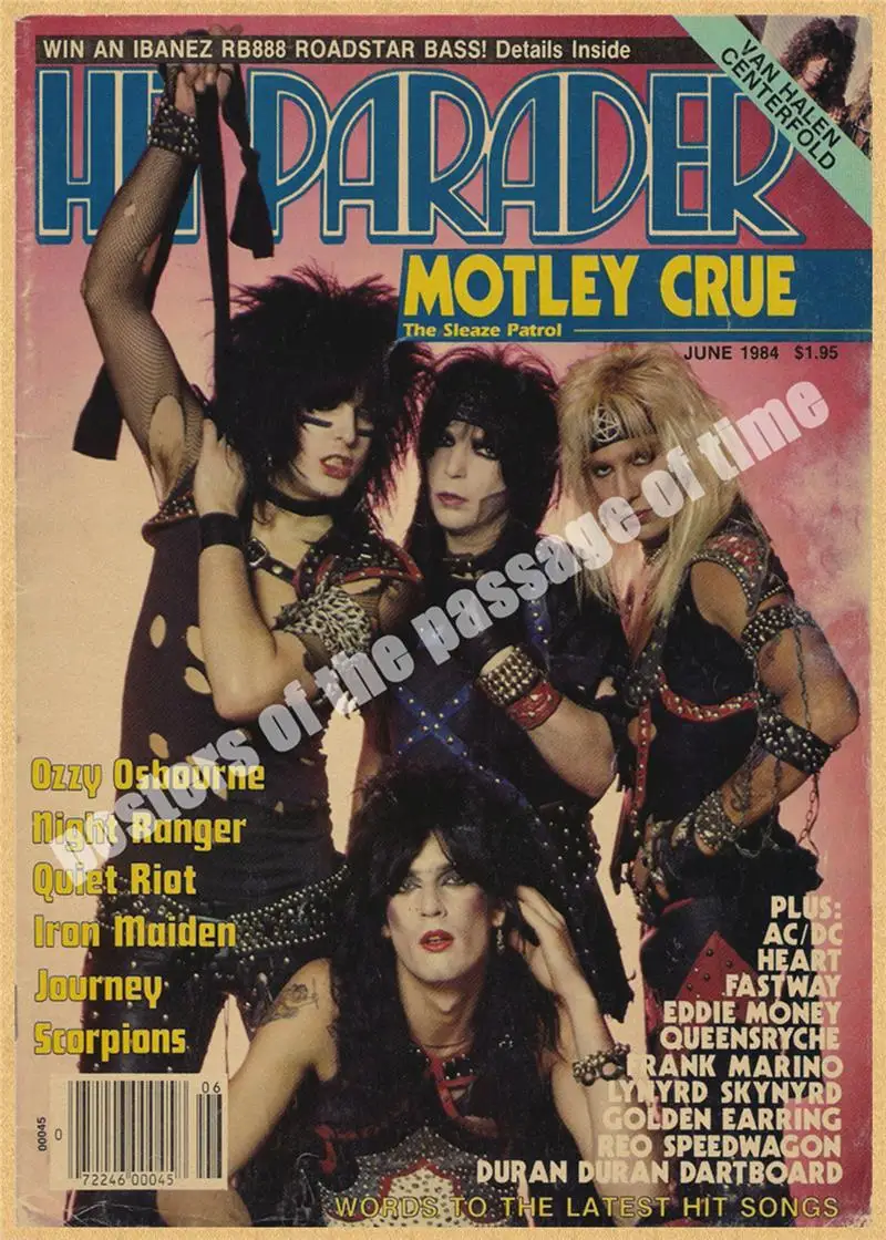 Motley Crue винтажная Ретро рок-группа музыкальная гитара матовая крафт-бумага античный плакат Настенная Наклейка домашний декор - Цвет: Небесно-голубой