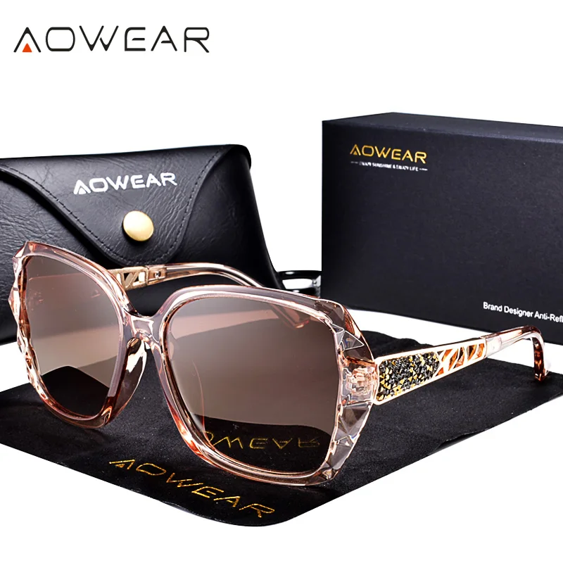 AOWEAR, негабаритные солнцезащитные очки, женские, поляризационные, квадратные, солнцезащитные очки для вождения, черный бриллиант, женские солнцезащитные очки, gafas de sol mujer
