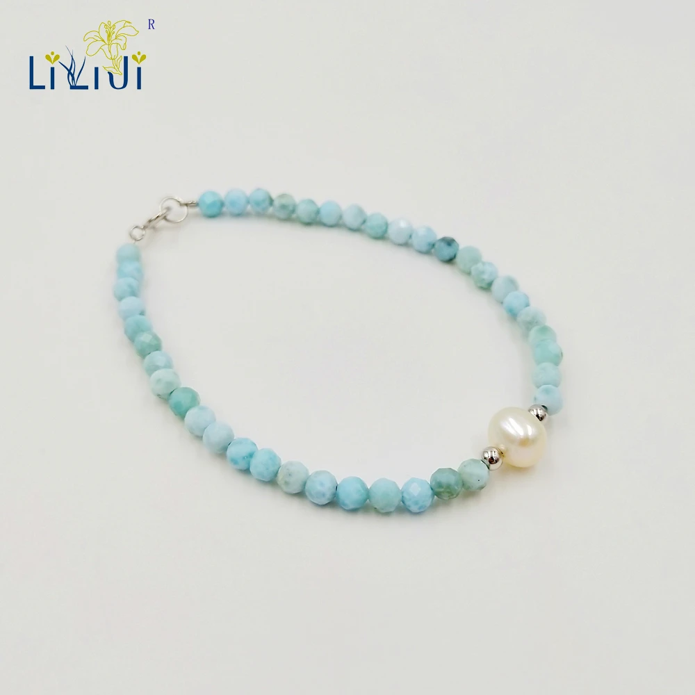 LiiJi уникальный натуральный камень синий Larimar 3 4 мм Круглые граненые бусы