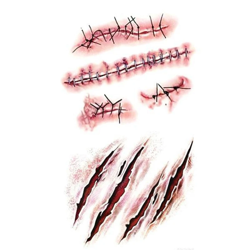 Горячая распродажа Хэллоуин Зомби татуировки со шрамами с поддельной пробкой