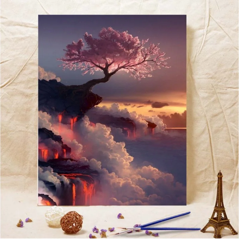 40x50 см бескаркасные DIY пейзаж Paiting по номеру для взрослых и детей начинающих