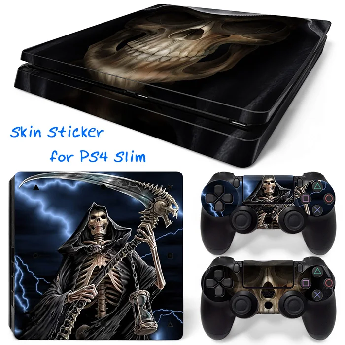 Синий огненный череп ПВХ наклейки покрытие виниловые для PS4 Slim Playstation 4 Бесплатная