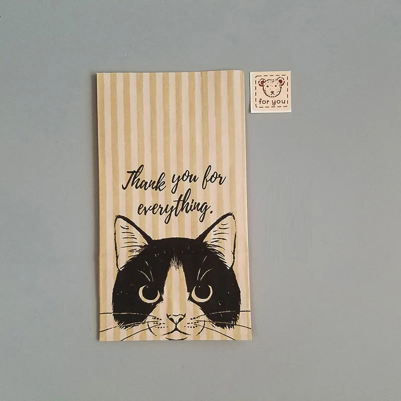 Black Cat 10 шт крафт-бумажный мешок, Подарочный мешок для кошек, конфет, печенья, свадебной упаковки, для дня рождения, для вечеринок, маленькая бумажная подарочная упаковка, сумки для подарков - Цвет: Black Cat