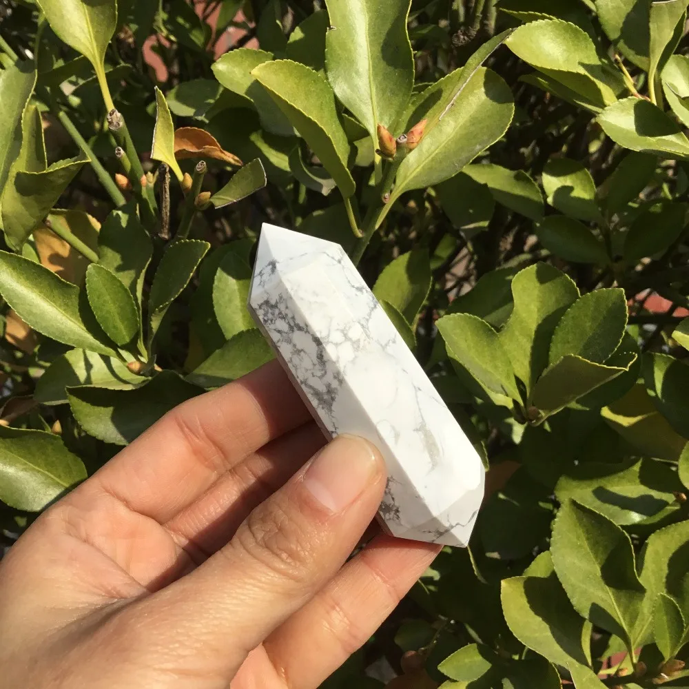 8 граней натуральный белый бирюзовый камень двойные концевые точки howlite