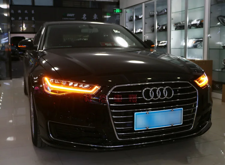 Автомобильный Стильный чехол для Audi A6L A6 фары 2012- фары светодиодный DRL Объектив двойной луч HID