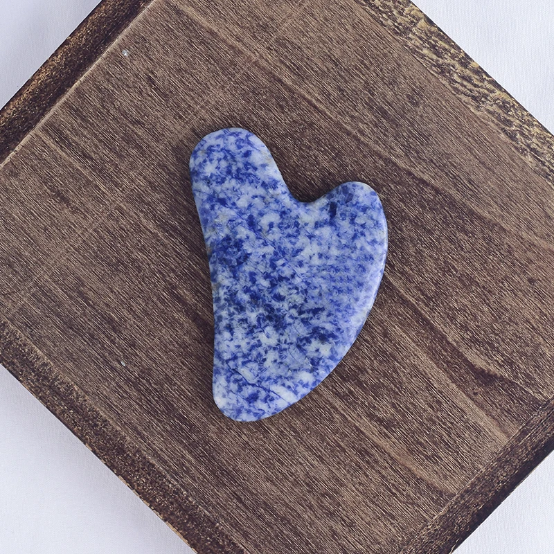 

Natural Wrinkle Removal Blue Spot Jasper Crystal Guasha Srapper Facial Skin Firming Slimming Legs and Arms Massage Pain Reliever