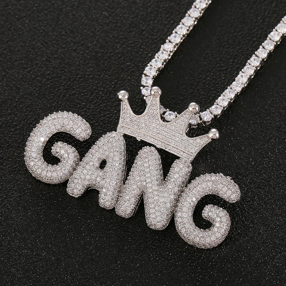 Для мужчин хип-хоп Iced out Bling ворона с бандой кулон цепочки и ожерелья s AAA Циркон