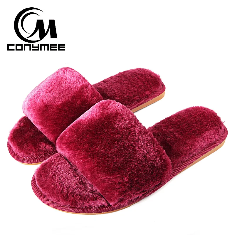 CONYMEE/женские летние сандалии обувь на плоской подошве с искусственным мехом 2018