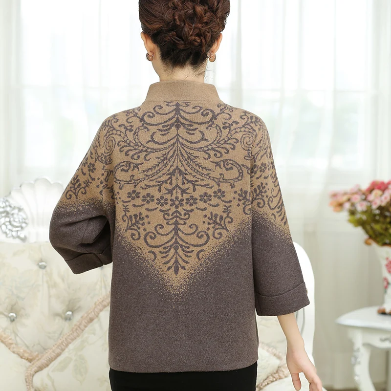 Женский кардиган с рукавами летучая мышь Свободный вязаный свитер цветочным