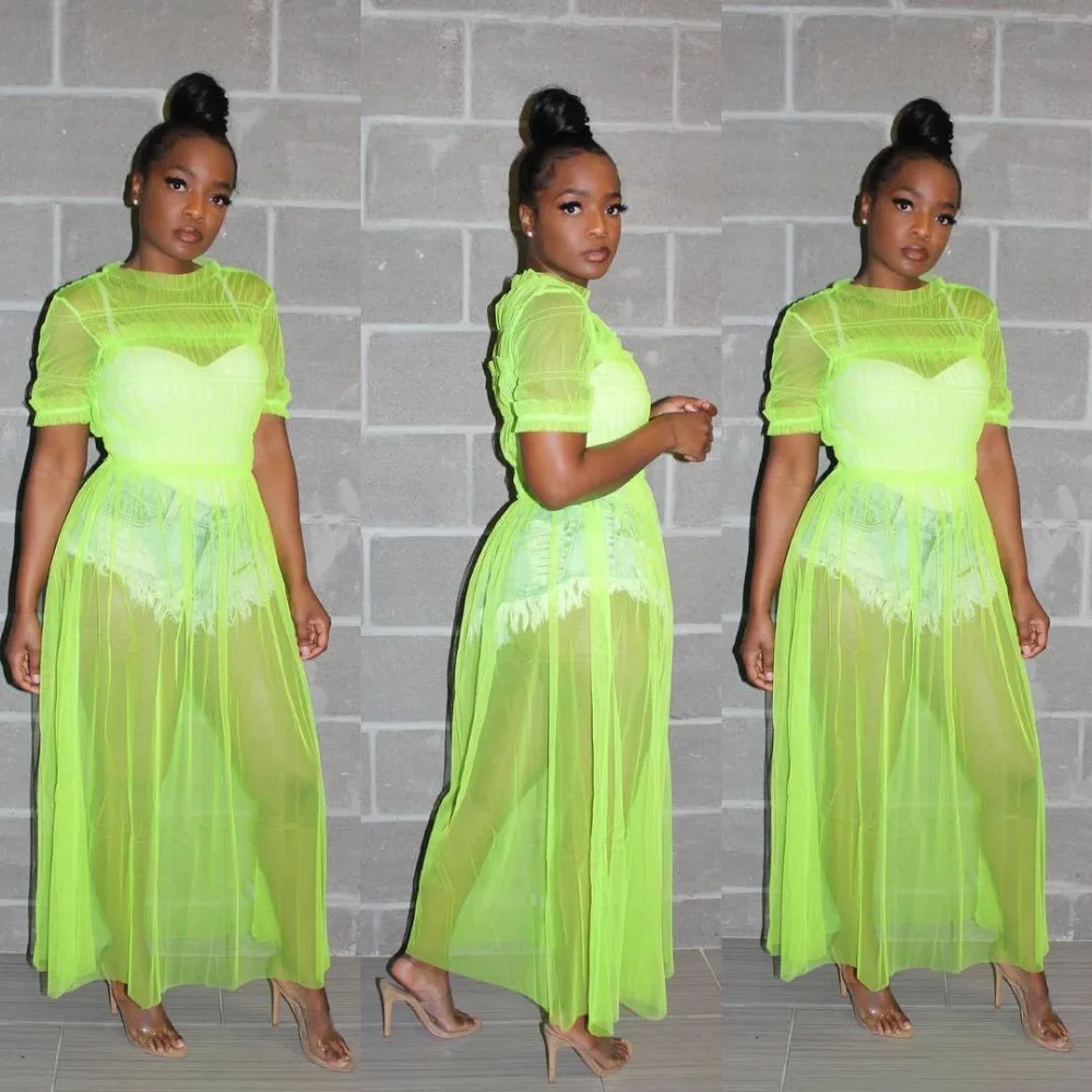 Новинка 2019 сексуальное прозрачное Сетчатое платье макси Прозрачная Клубная