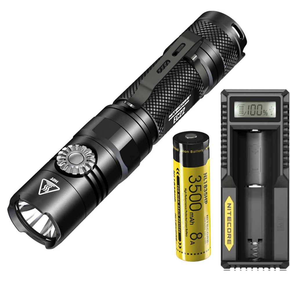 NITECORE EC22 тактильный фонарик CREE XP-L HD V6 max 1000 люмен бесступенчатая яркость луч бросок 185 метров факел