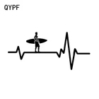 QYPF 15*6,9 см, серфер, линия сердечного ритма, декор для доски для серфинга, автомобильные наклейки, аксессуары, виниловые силуэты