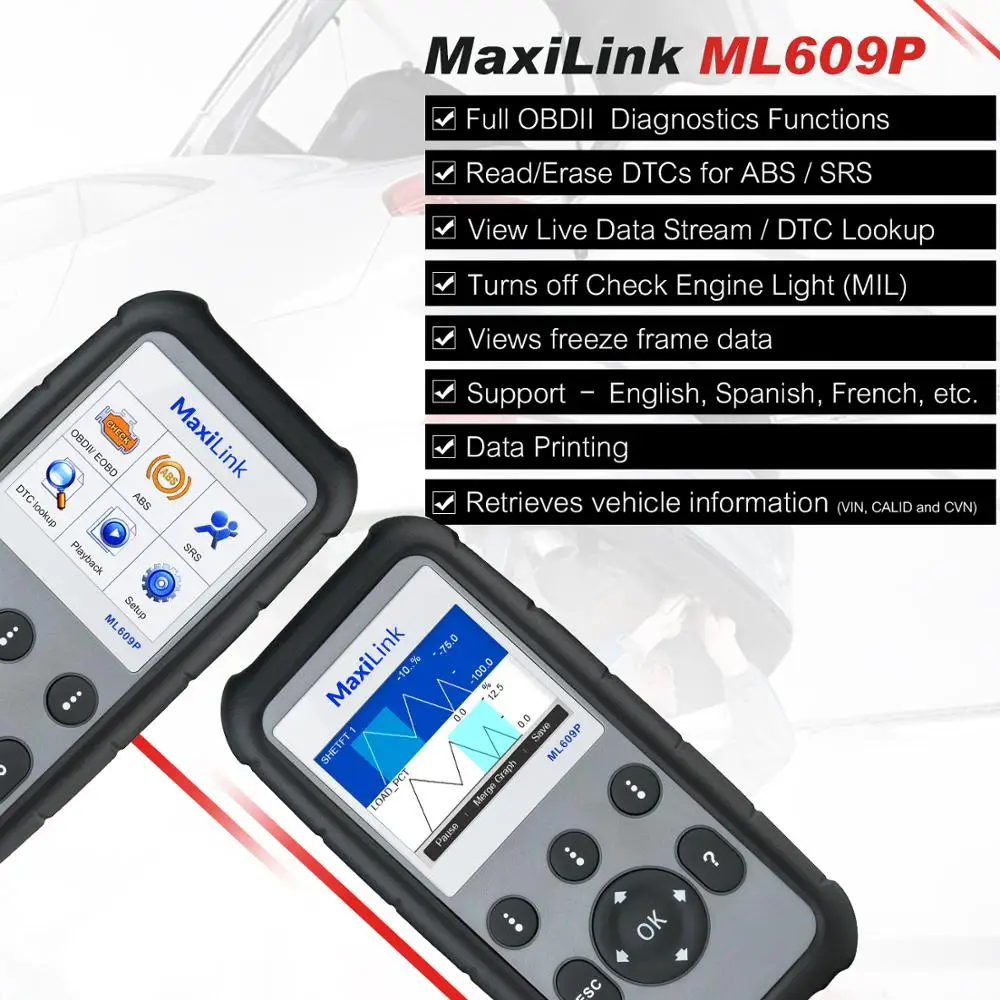 Autel MaxiLink ML609P автомобильный obd2 сканер диагностический инструмент считыватель