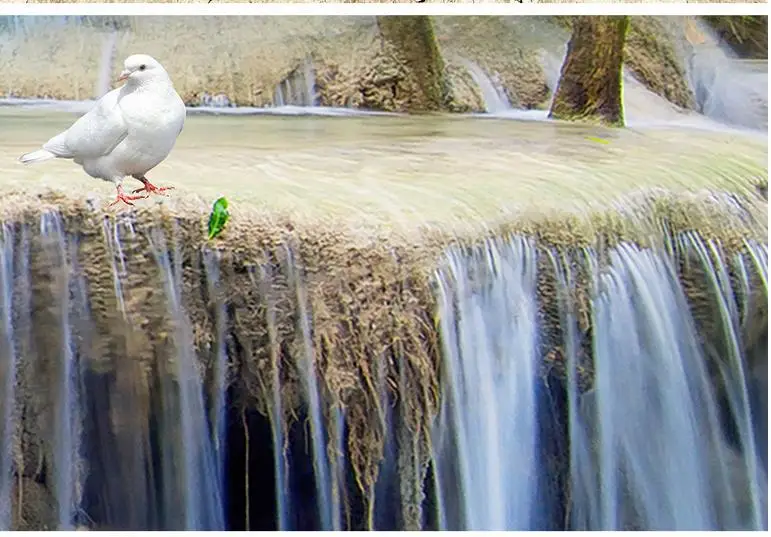 PVC waterproof floor Waterfall woods Home Decoration 3D stereoscopic wallpaper | Обустройство дома