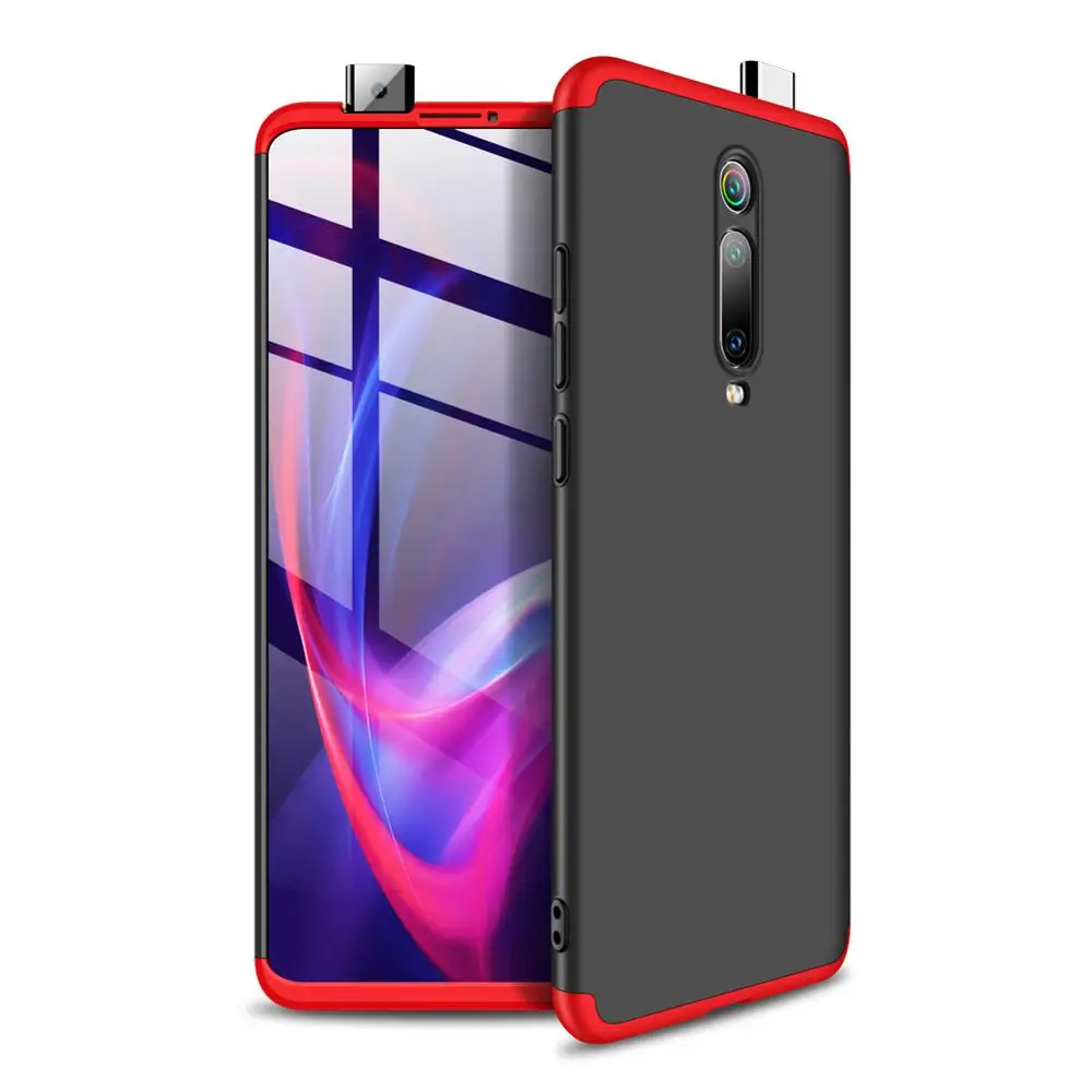 Black and Red 360 чехол с полной защитой для mi 9T Pro Red mi K20 Pro, чехол для телефона 3 в 1, матовый пластиковый жесткий чехол для задней панели для Red mi Note 8 Pro 8A 8 - Цвет: Black and Red