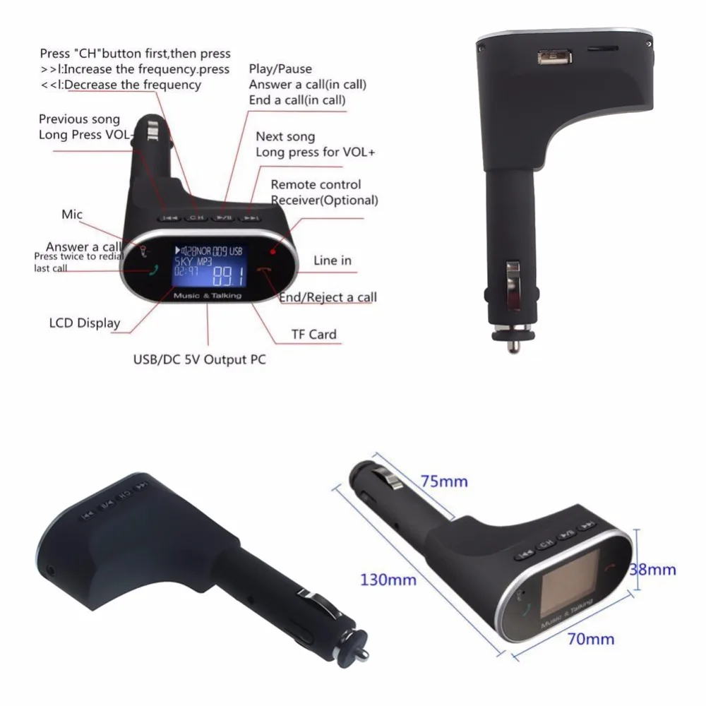 Автомобильный комплект Bluetooth FM-передатчик беспроводной MP3 плеер модулятор