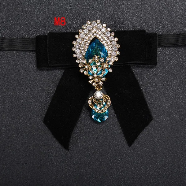bow tie M8 Портной Смит Кристалл женский галстук-бабочка для взрослых унисекс Ретро Свадебный воротник одежда сплав галстук-бабочка эластичная лента стразы бабочка галстук-бабочка - Цвет: bow tie M8